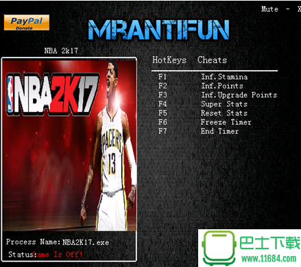 《NBA2K16》修改器下载-《NBA2K16》修改器+7 v1.05 by MrAntiFun下载v1.05