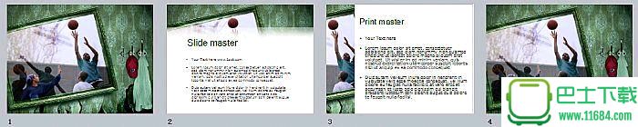 街头篮球背景体育运动PPT模板下载