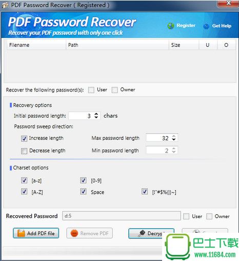 PDF Password Recover(PDF密码恢复工具) v2.0.1 官方最新版下载