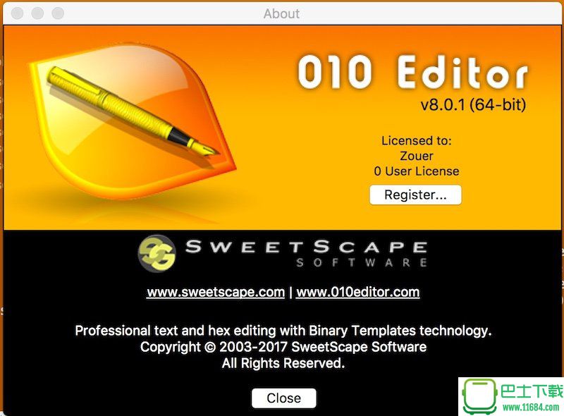 SweetScape 010 Editor for Mac 8.01 CR X64 破解版下载