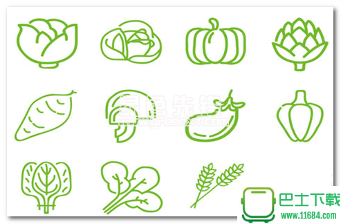 手绘绿色蔬菜图标 免费版下载
