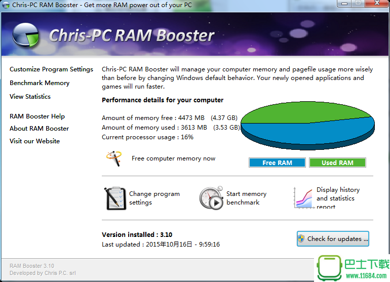 Chris-PC RAM Booster(内存优化的工具) v4.30 官方最新版下载