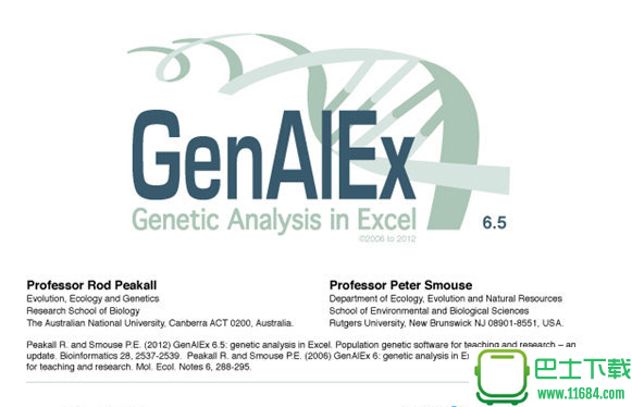 GenAlex插件(EXCEL生物数据分析工具插件) 6.502 绿色版下载