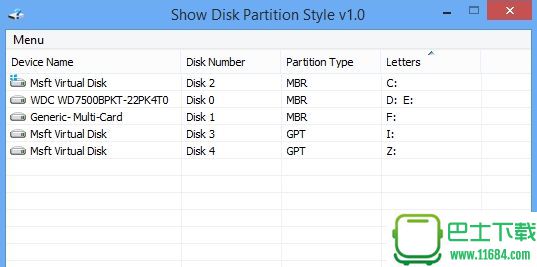 Show Disk Partition Style（硬盘分区样式查看器） v1.0 绿色免费版下载