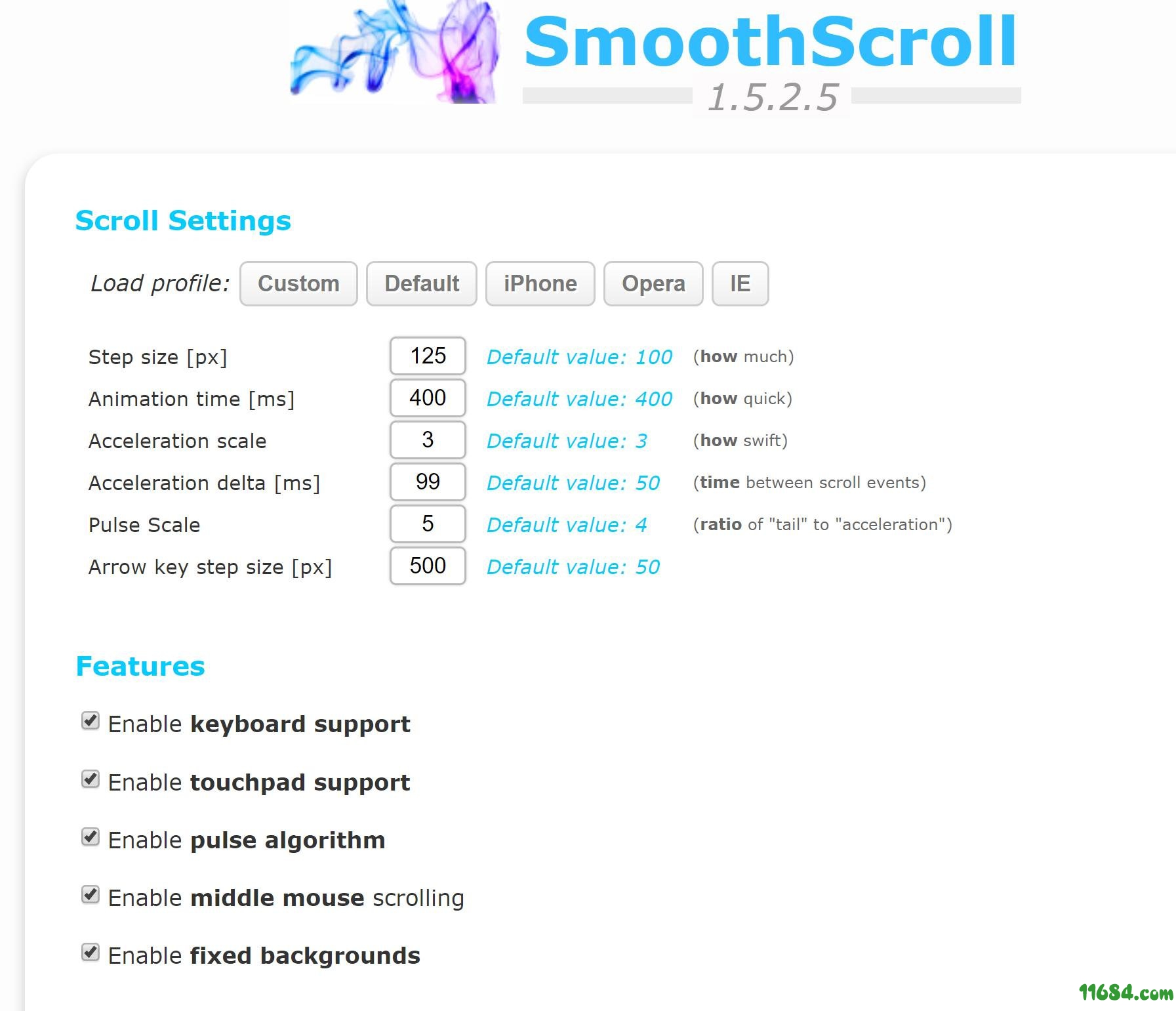 网页平滑滚动插件SmoothScroll（CRX格式）v1.5.2.5下载