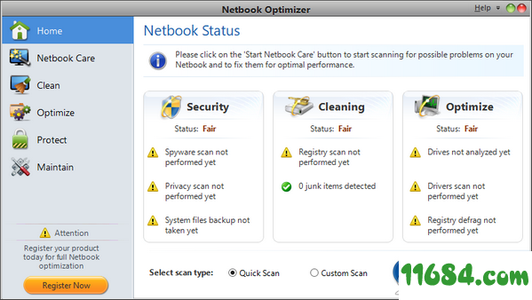 Netbook Optimizer下载-上网本垃圾清理软件Netbook Optimizer v1.00.91 最新版下载