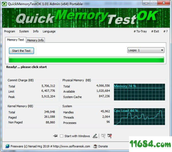 内存测试工具QuickMemoryTestOK v1.05 绿色版