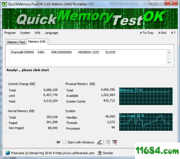 QuickMemoryTestOK(内存测试工具)v1.01绿色版【2】