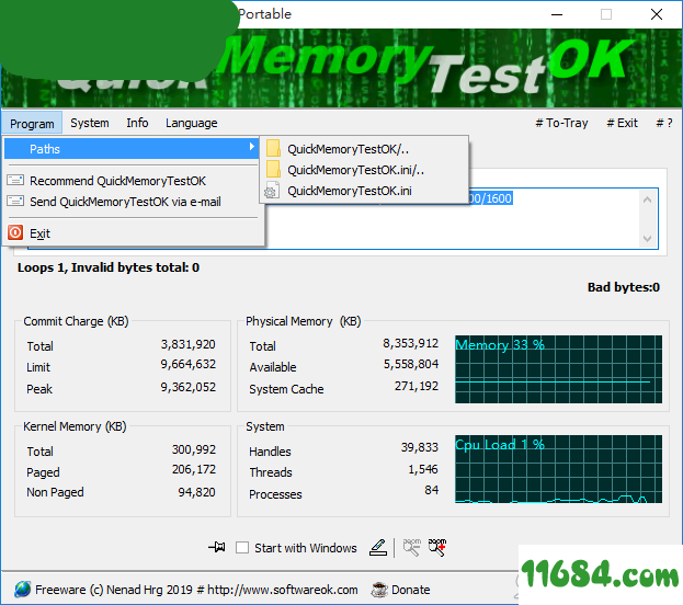 QuickMemoryTestOK下载-内存测试工具QuickMemoryTestOK v1.05 绿色版下载