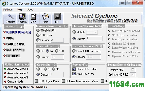 Internet Cyclone破解版下载-易用网络优化工具Internet Cyclone V1.95 汉化绿色特别版下载