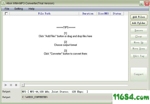 Allok WMA MP3 Converter破解版下载-音频格式转换器Allok WMA MP3 Converter V1.1 免费版下载