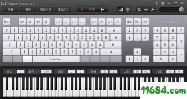 Wispow Freepiano2破解版下载-虚拟键盘钢琴Wispow Freepiano2 v2.2.2.1 中文绿色版下载