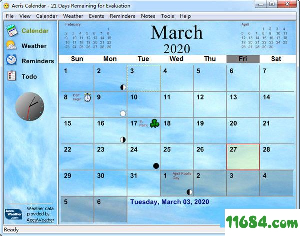 Aeris Calendar下载-电脑桌面日历软件Aeris Calendar v2.1 在线免费版下载