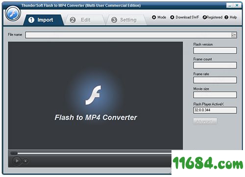Flash to MP4 Converter破解版下载-ThunderSoft Flash to MP4 Converter v4.0.0 中文绿色版下载