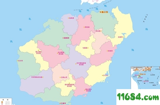 海南省地图高清版（可放大） - 巴士下载站www.11684.com