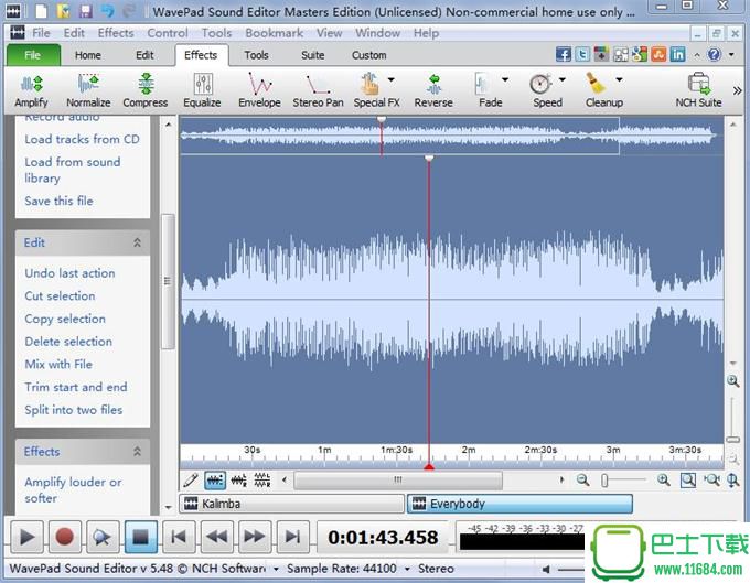 WavePad（音频编辑软件）V8.00 英文绿色版（含序列号）下载