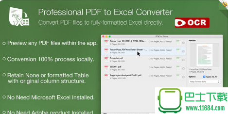 PDF to Excel OCR Converter for Mac V1.0 官方版下载