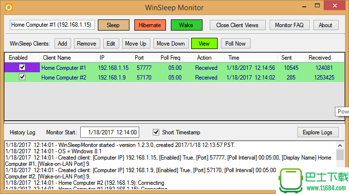 WinSleep Monitor（远程控制电脑休眠开机软件）v1.2.8.0下载