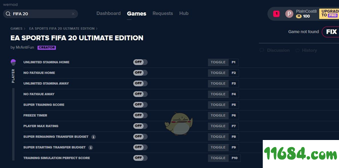 FIFA20终极版十项修改器下载-《FIFA20终极版》修改器+10 v2019.09.20 by MrAntiFun下载
