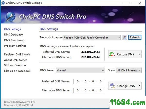 ChrisPC DNS Switch pro破解版下载-DNS修改切换工具ChrisPC DNS Switch pro v4.20 中文版下载